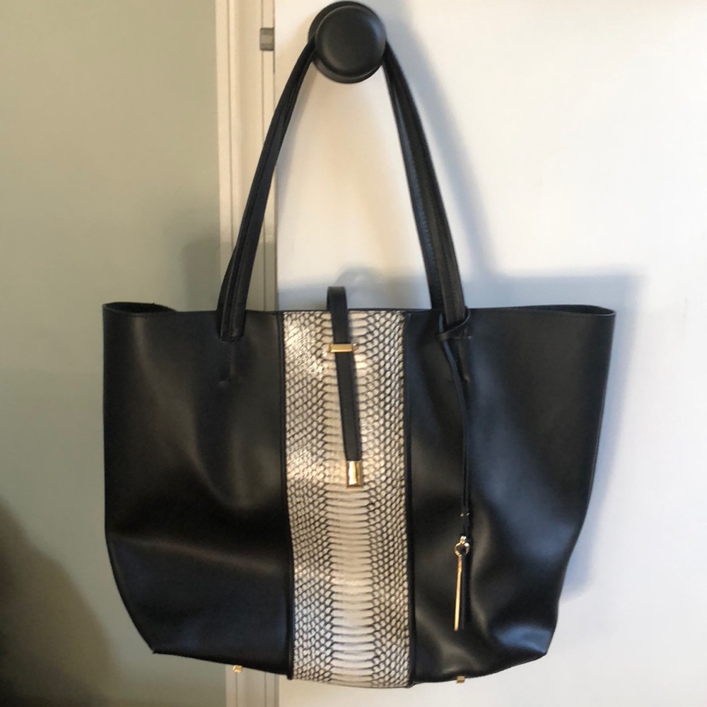 Vince Camuto “Leila” Snake Embossed Black Tote
